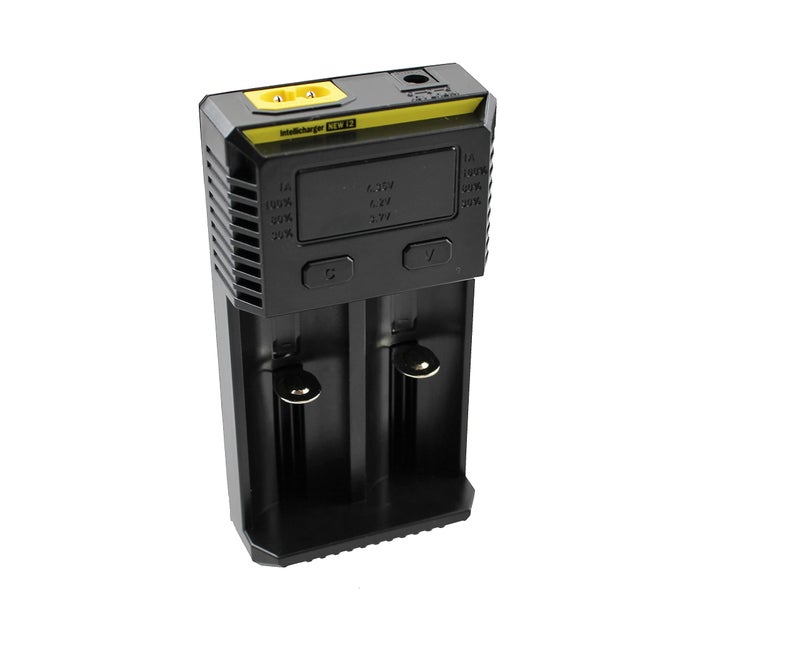 Nitecore NEW i2 Battery Charger, Dual Bay Charger for Batteries, Charging Station for Home and Car, Black - Image 2