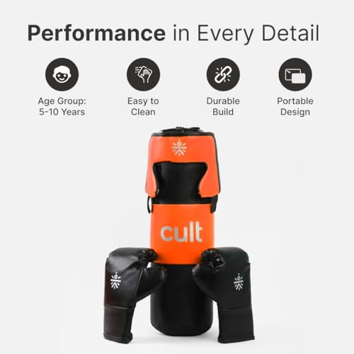 Cult Kids Boxing Kit with Punching Bag, Gloves & Headgear – Durable PU Leather, Safe & Comfortable Training Set for Boys & Girls Ages 5-10 – Ideal for Fitness, Discipline & Fun – Orange - Image 5
