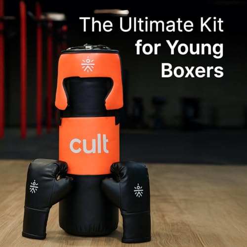 Cult Kids Boxing Kit with Punching Bag, Gloves & Headgear – Durable PU Leather, Safe & Comfortable Training Set for Boys & Girls Ages 5-10 – Ideal for Fitness, Discipline & Fun – Orange - Image 4