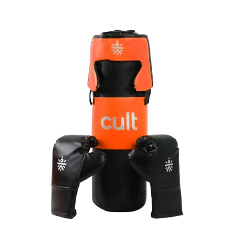 Cult Kids Boxing Kit with Punching Bag, Gloves & Headgear – Durable PU Leather, Safe & Comfortable Training Set for Boys & Girls Ages 5-10 – Ideal for Fitness, Discipline & Fun – Orange - Image 1