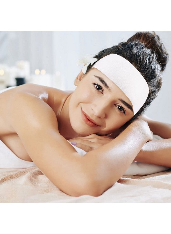 Ujuuu 20Pcs Disposable Spa Wrap With Spa Facial Headbands Included 10 Nonwoven Spa Wrap Bathrobe 10 Elastic Head Wraps Skin Care Hair Band With Convenient Closure For Women Girls Salons (White) - Image 4