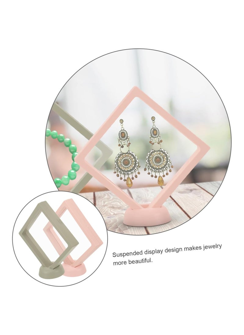 ELIKLIV - 【High-quality choice】3D display box set, a must-have for jewelry souvenir display, suitable for multiple scenes, transparent frame display box, suitable for rings, necklaces, bracelets, earrings, dust-proof challenge coin medal display, transparent PE film jewelry storage, anti-oxidation PE film accessories, toy doll display box, three-dimensional display box (pink*2 green*2) - Image 1