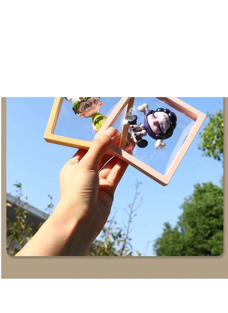 ELIKLIV - 【High-quality choice】3D display box set, a must-have for jewelry souvenir display, suitable for multiple scenes, transparent frame display box, suitable for rings, necklaces, bracelets, earrings, dust-proof challenge coin medal display, transparent PE film jewelry storage, anti-oxidation PE film accessories, toy doll display box, three-dimensional display box (pink*2 green*2) - Image 1