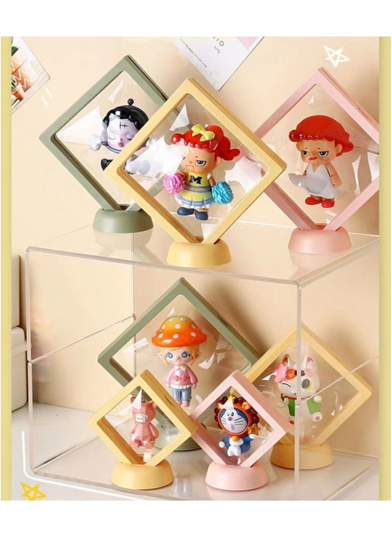 ELIKLIV - 【High-quality choice】3D display box set, a must-have for jewelry souvenir display, suitable for multiple scenes, transparent frame display box, suitable for rings, necklaces, bracelets, earrings, dust-proof challenge coin medal display, transparent PE film jewelry storage, anti-oxidation PE film accessories, toy doll display box, three-dimensional display box (pink*2 green*2) - Image 1