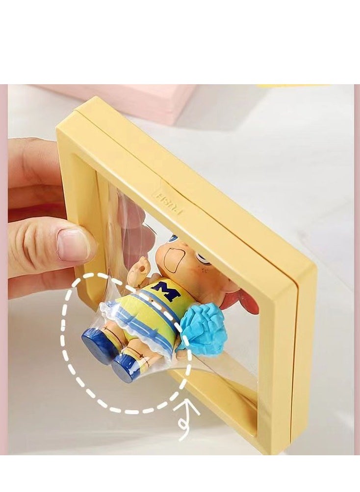 ELIKLIV - 【High-quality choice】3D display box set, a must-have for jewelry souvenir display, suitable for multiple scenes, transparent frame display box, suitable for rings, necklaces, bracelets, earrings, dust-proof challenge coin medal display, transparent PE film jewelry storage, anti-oxidation PE film accessories, toy doll display box, three-dimensional display box (pink*2 green*2) - Image 1