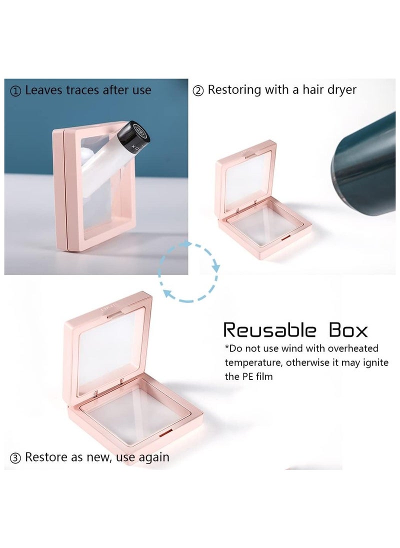 ELIKLIV - 【High-quality choice】3D display box set, a must-have for jewelry souvenir display, suitable for multiple scenes, transparent frame display box, suitable for rings, necklaces, bracelets, earrings, dust-proof challenge coin medal display, transparent PE film jewelry storage, anti-oxidation PE film accessories, toy doll display box, three-dimensional display box (pink*2 green*2) - Image 1