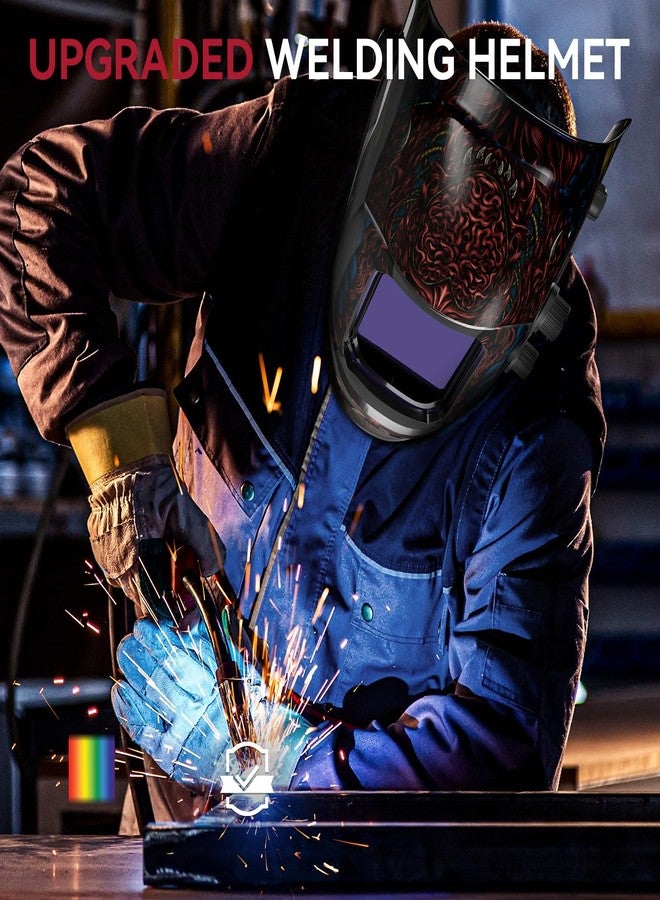 ARCCAPTAIN Auto Darkening Welding Helmet, 3.94"X3.66" Large Viewing Screen True Color Welding Hood with 4 Arc Sensor Solar Powered, Wide Shade 4-5/5-9/9-13 Welding Mask (Alien) - Image 4