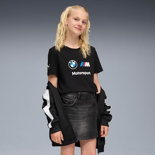 Puma Unisex BMW M Motorsports Kids Essentials Logo Tee, Puma Black, Small - Image 2