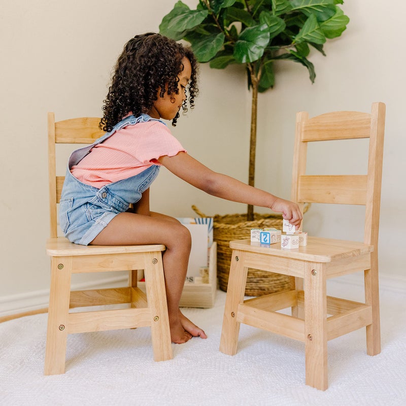 Melissa & Doug Wooden Chairs, Set of 2 - Blonde Furniture for Playroom - Image 2