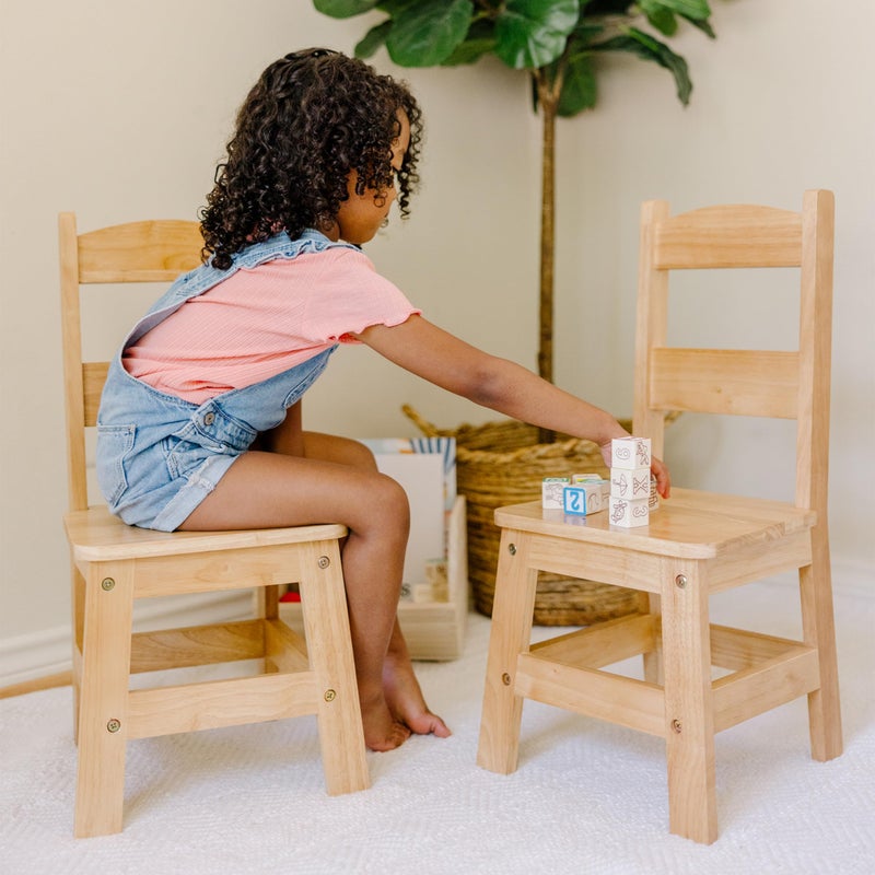Melissa & Doug Wooden Chairs, Set of 2 - Blonde Furniture for Playroom - Image 3