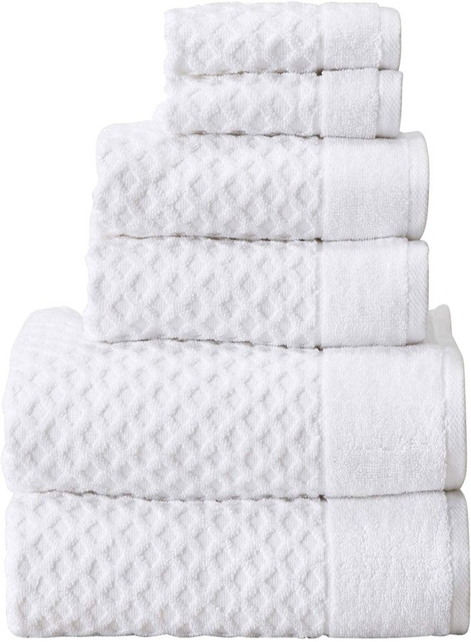 Simpli-Magic 79446 Diamond Bath Towels Set, 6 Piece Set, 2 Bath Towels, 2 Hand Towels, 2 Washcloths, White - Image 1