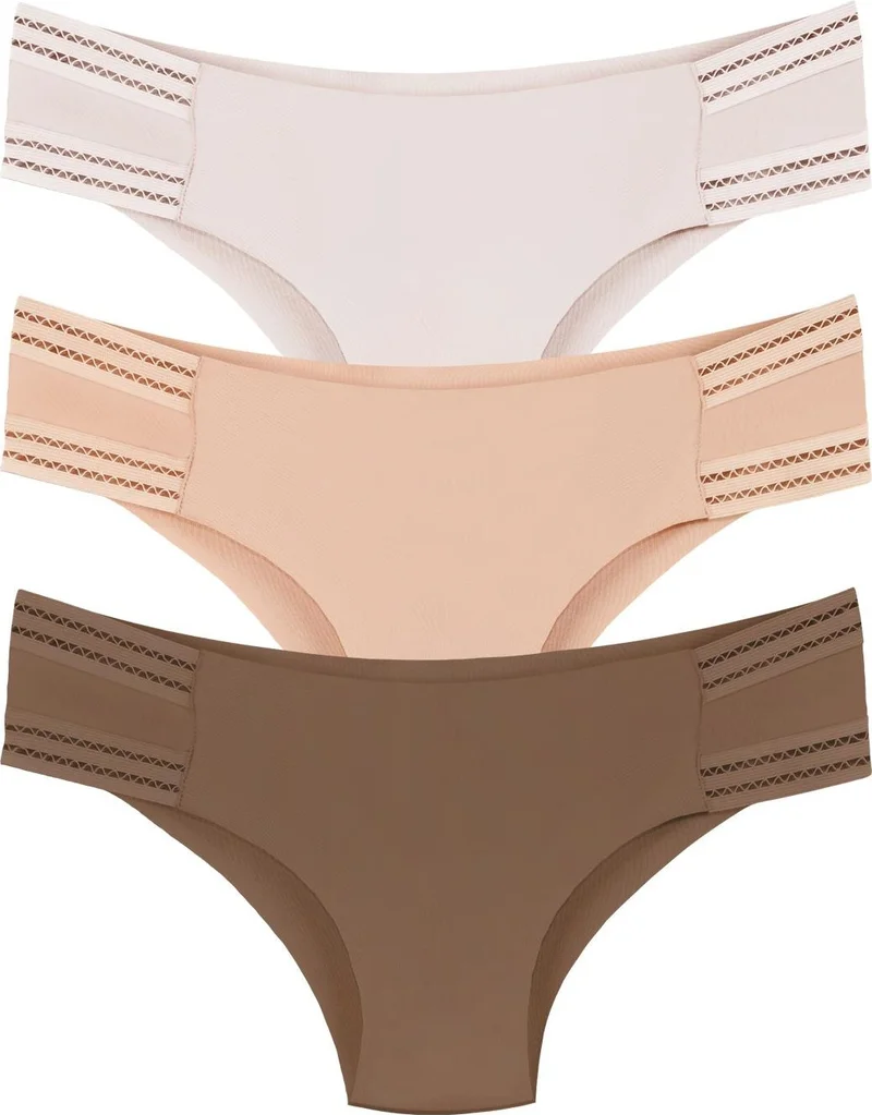 Sensu Women's Laser Cut Seamless Slip Panties 3 Piece Package Set - Kts3103