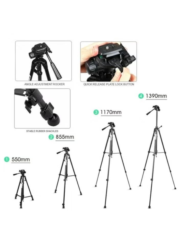 ELTRAZONE Aluminum Portable Tripod for DSLR Camera & Camcorder WF-3520 – Lightweight, Sturdy, Adjustable, and Compact Tripod for Photography, Video Recording, and Vlogging – Black  - Image 5