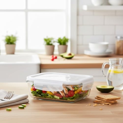 Femora Borosilicate Glass Containers for Kitchen | 1 Year Warranty | Container Boxes for Storage, Storage Box for Kitchen with Air Vent Lid, Microwave Safe, Rectangular (Set of 1-1500 ML Each) - Image 2