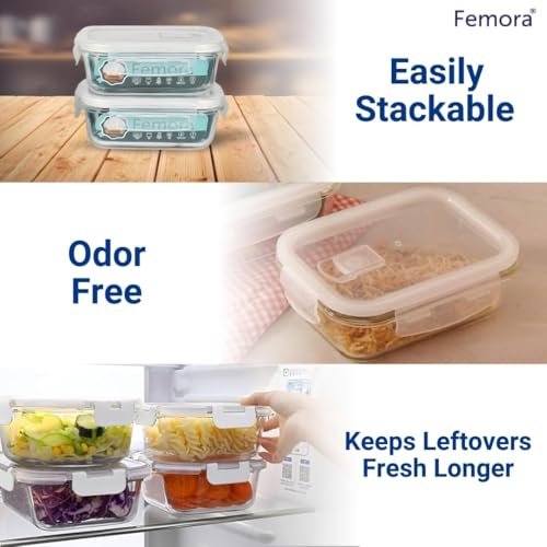 Femora Borosilicate Glass Containers for Kitchen | 1 Year Warranty | Container Boxes for Storage, Storage Box for Kitchen with Air Vent Lid, Microwave Safe, Rectangular (Set of 1-1500 ML Each) - Image 4