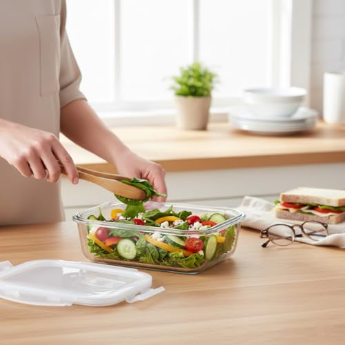 Femora Borosilicate Glass Containers for Kitchen | 1 Year Warranty | Container Boxes for Storage, Storage Box for Kitchen with Air Vent Lid, Microwave Safe, Rectangular (Set of 1-1500 ML Each) - Image 1
