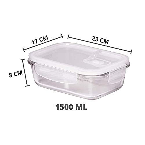 Femora Borosilicate Glass Containers for Kitchen | 1 Year Warranty | Container Boxes for Storage, Storage Box for Kitchen with Air Vent Lid, Microwave Safe, Rectangular (Set of 1-1500 ML Each) - Image 3