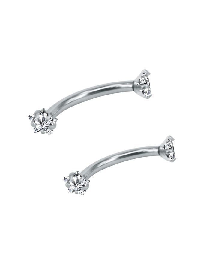 NIBEMINENT 2-Piece Stainless Steel Curved Barbell Eyebrow Ring 