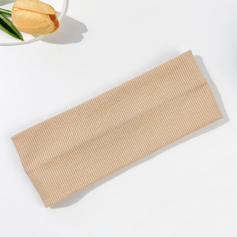 Knitted Wide Elastic Headband for Yoga and Sports, Solid Color, Unisex, Geometric Pattern