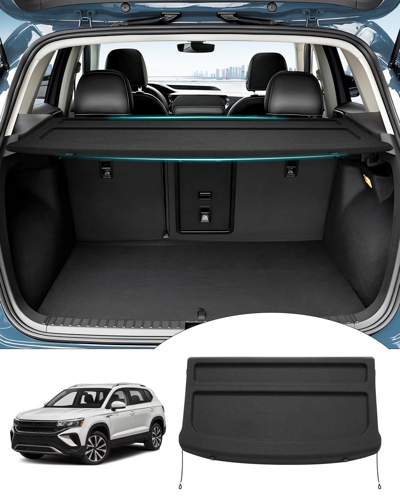 Powerty Cargo Cover for 2022 2023 2024 2025 2026 Volkswagen VW Taos Accessories Trunk Cover Retractable Trunk Shielding Shade Cargo Luggage Cover Black Can Withstand The Load