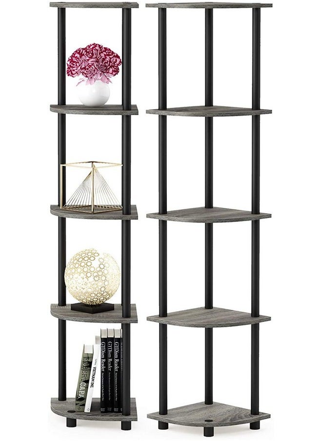 STAR WORK - STAR WORK - Set of 5 Corner Standing Rack Shelf Turn-N-Tube End Table Corner Display Rack Hallway, Living Room, Metal, Easy Assembly, Space Saving, Industrial (Corner - 5) - Image 1