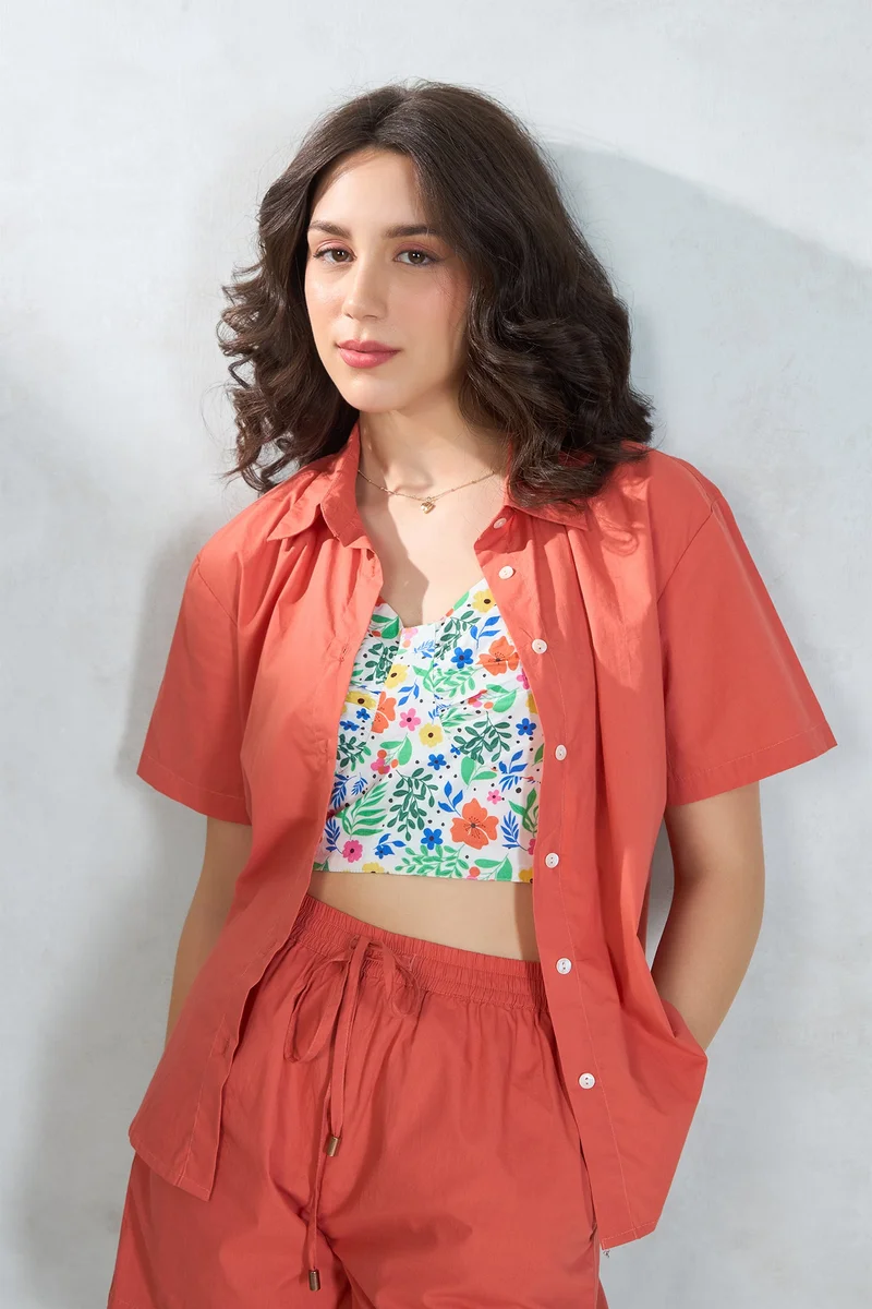 فيرجيو Cotton Halfsleeve Vacation Throw On Shirts for Women