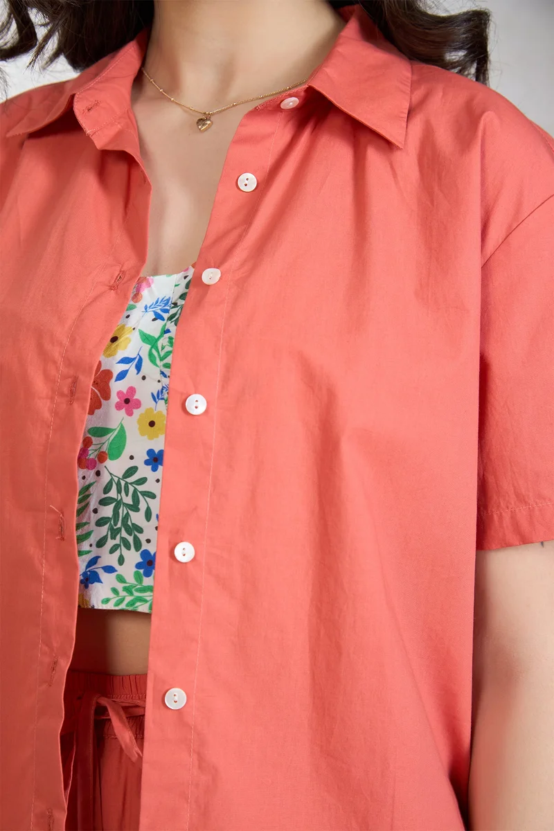 فيرجيو Cotton Halfsleeve Vacation Throw On Shirts for Women
