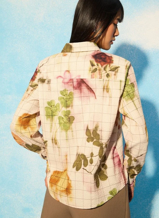 The Souled Store  The Souled Store Women Relaxed Fit Printed Beige Casual Shirt  | Best Price UAE