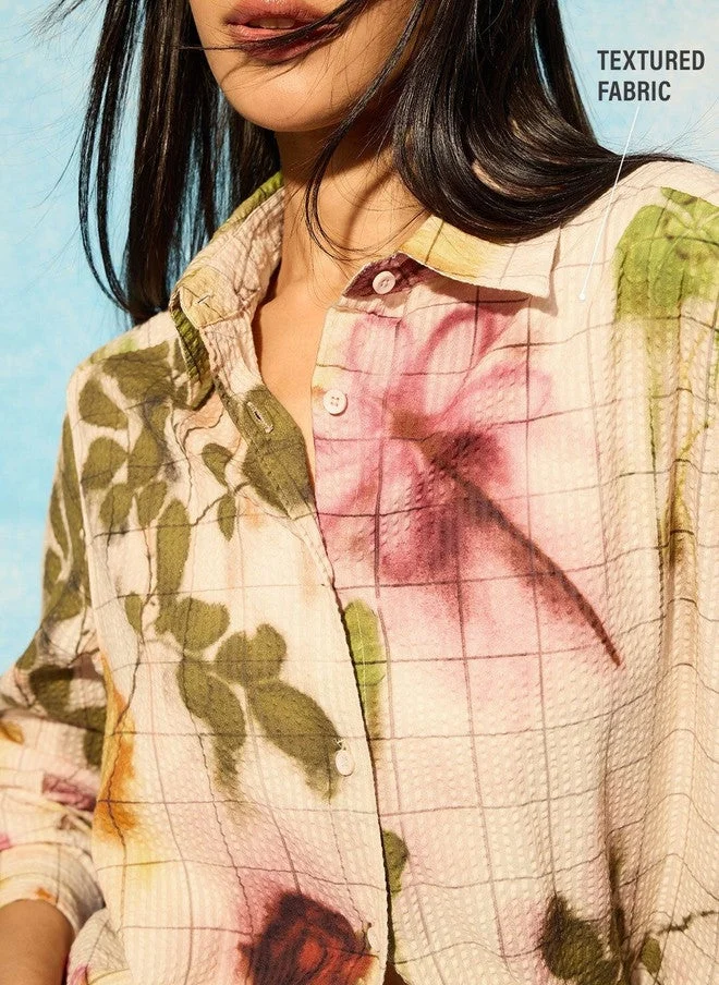 The Souled Store  The Souled Store Women Relaxed Fit Printed Beige Casual Shirt  | Best Price UAE