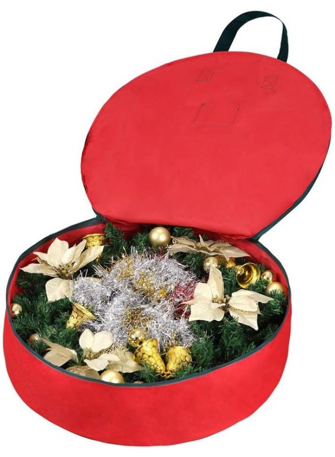 Primode Christmas Wreath Storage Bag 24"- Garland Wreaths Container with Handles - Durable 600D Oxford Polyester Material Holiday Wreaths Storage Holder 24” (Red) - Image 4