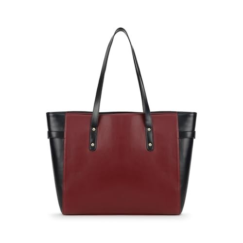 Fastrack Cherry Powermode Laptop Tote For Women | Cherry & Black Faux Leather Bag | Fits Upto 15" Laptop | Ladies Tote Bag with Zipper Closure & Utility Pockets - Image 5