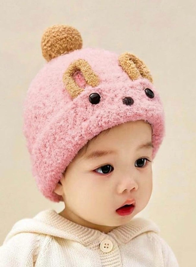 قبعة شتوية محبوكة للأطفال من ريتشمن، بنين وبنات، مصنوعة من الصوف الناعم مع غطاء للأذنين | قبعة شتوية للأطفال من الجنسين (من سنتين إلى 7 سنوات) (لون وردي) - Image 3