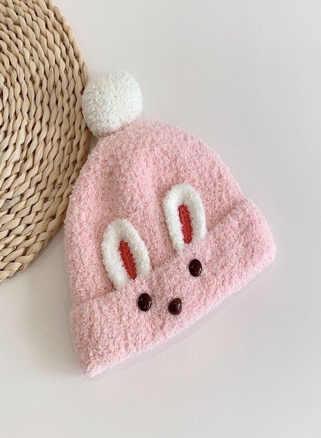 قبعة شتوية محبوكة للأطفال من ريتشمن، بنين وبنات، مصنوعة من الصوف الناعم مع غطاء للأذنين | قبعة شتوية للأطفال من الجنسين (من سنتين إلى 7 سنوات) (لون وردي) - Image 4