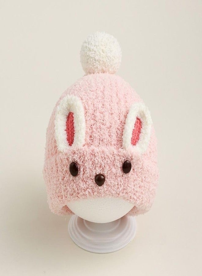 قبعة شتوية محبوكة للأطفال من ريتشمن، بنين وبنات، مصنوعة من الصوف الناعم مع غطاء للأذنين | قبعة شتوية للأطفال من الجنسين (من سنتين إلى 7 سنوات) (لون وردي) - Image 2