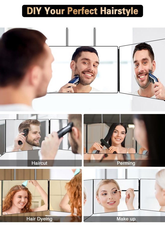 JUSRON 360 Viewing Angle Self Hair Cutting Mirror, Clear Anti-Fog HD Glass (Black Without LED Without Accessories) - Image 4