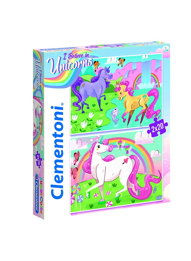 Clementoni Puzzle I Believe In Unicorn 2X20 Pieces - Image 1