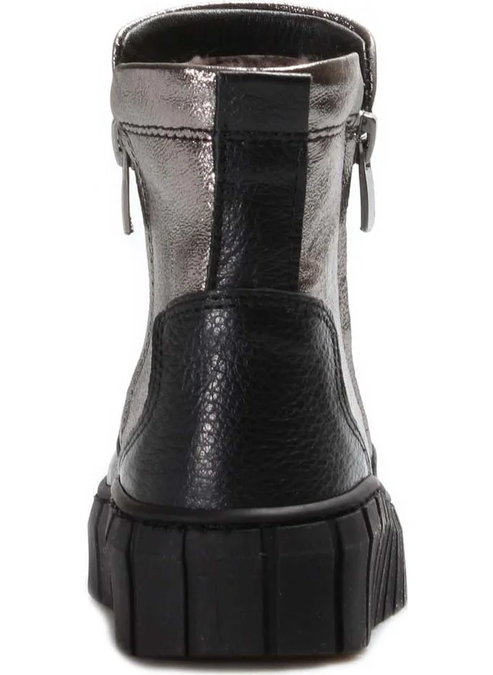 Fast Step Genuine Leather Fur Black Unisex Kids Classic Boots 769kxa125