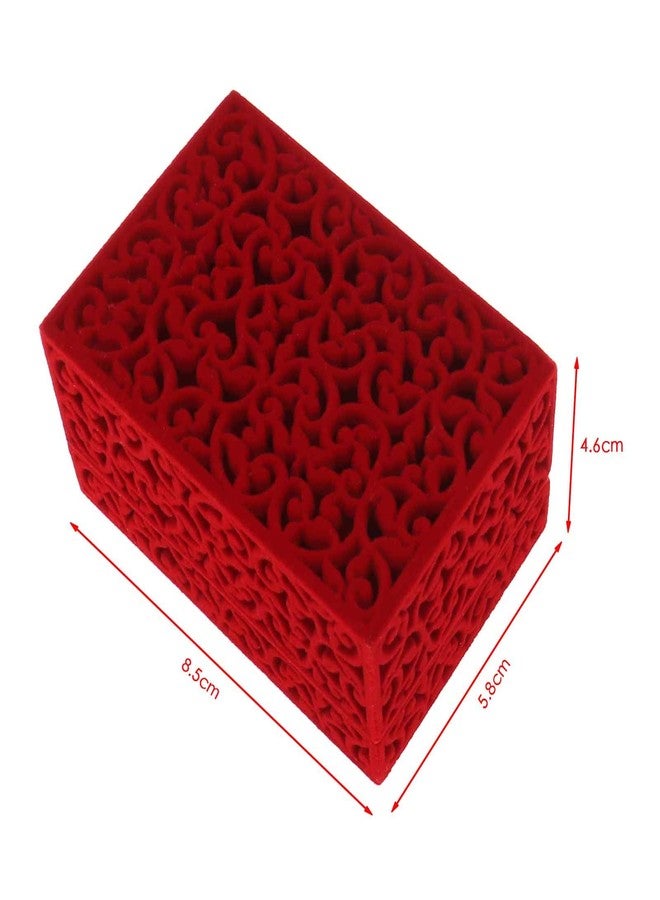 SING F LTD Exquisite Hollow Art Red Velvet Double Ring Box for Earring Jewelry Pin Necklace Engagement Wedding - Image 4