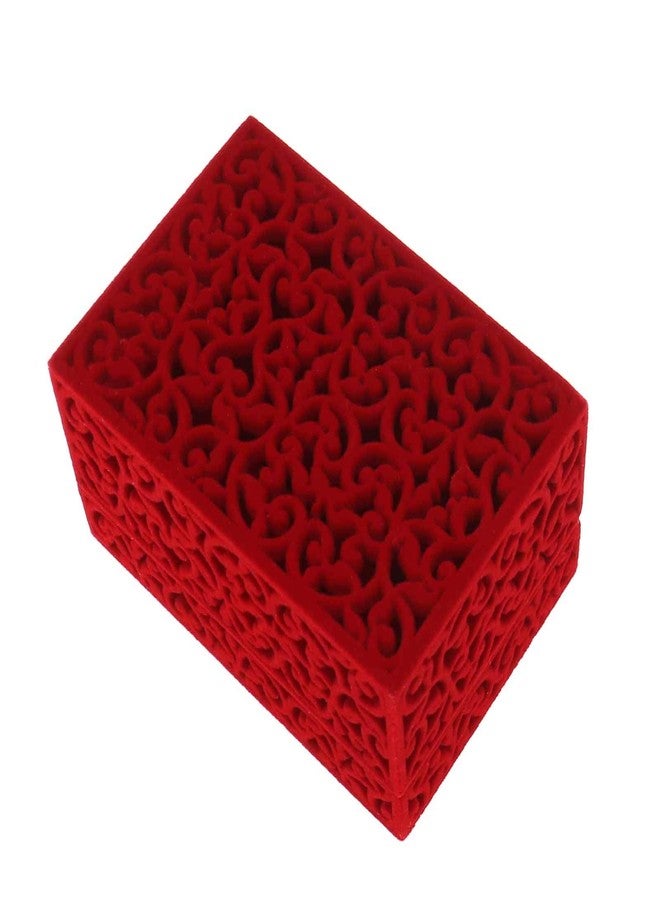 SING F LTD Exquisite Hollow Art Red Velvet Double Ring Box for Earring Jewelry Pin Necklace Engagement Wedding - Image 3