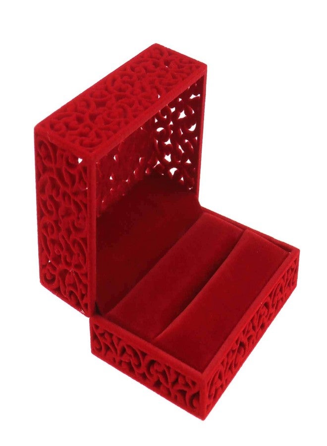 SING F LTD Exquisite Hollow Art Red Velvet Double Ring Box for Earring Jewelry Pin Necklace Engagement Wedding - Image 1