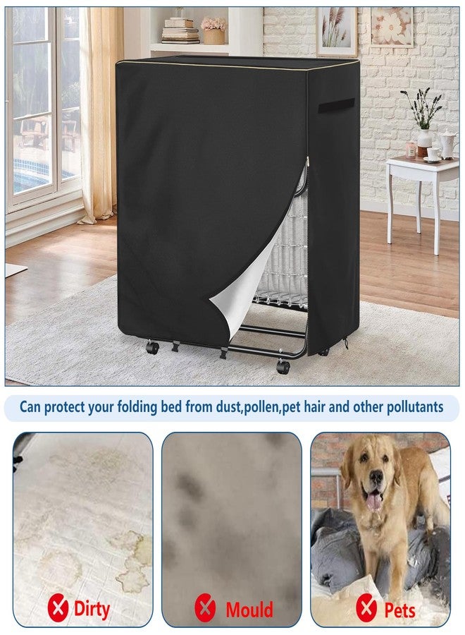 Alickwang Foldable Bed Cover Suitable For 75x46 Inch Folding Bed, Heavy-Duty 600D Waterproof, Dustproof, Folding Bed Storage Cover With Zipper, Suitable For Folding Bed Of 46x14x44 Inch After Folding, Black - Image 5