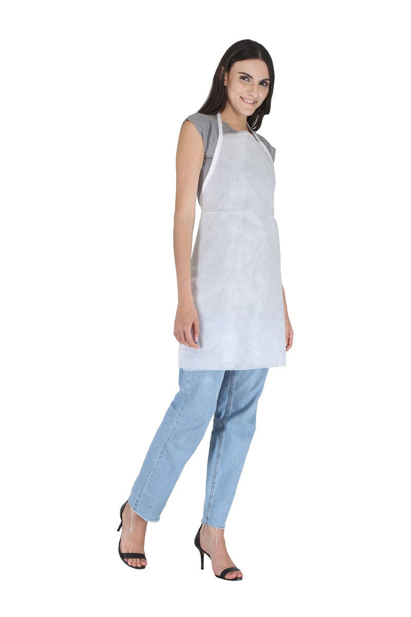 M's Solutions & Enterprises Multipurpose White Nonwoven Disposable Self Apron For Men Women 25 GSM, Size 25X32 Inches, Pack of 50 - Image 3