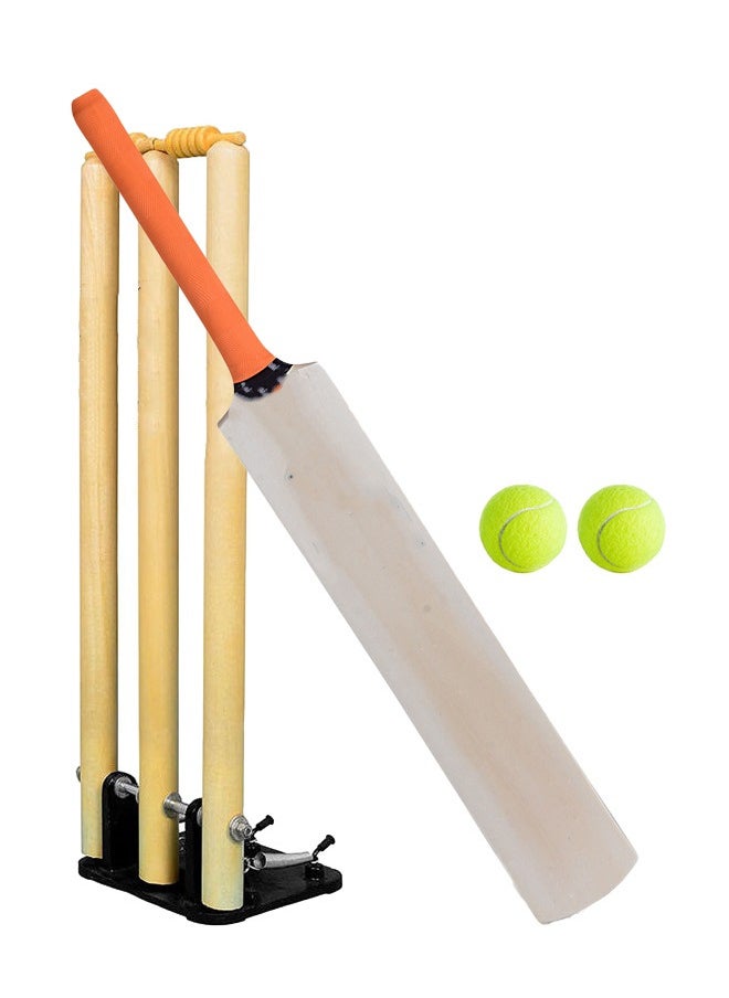 Generic Set of Wicket with Metal and Springed Base with One Bat and Two Balls  - Image 1