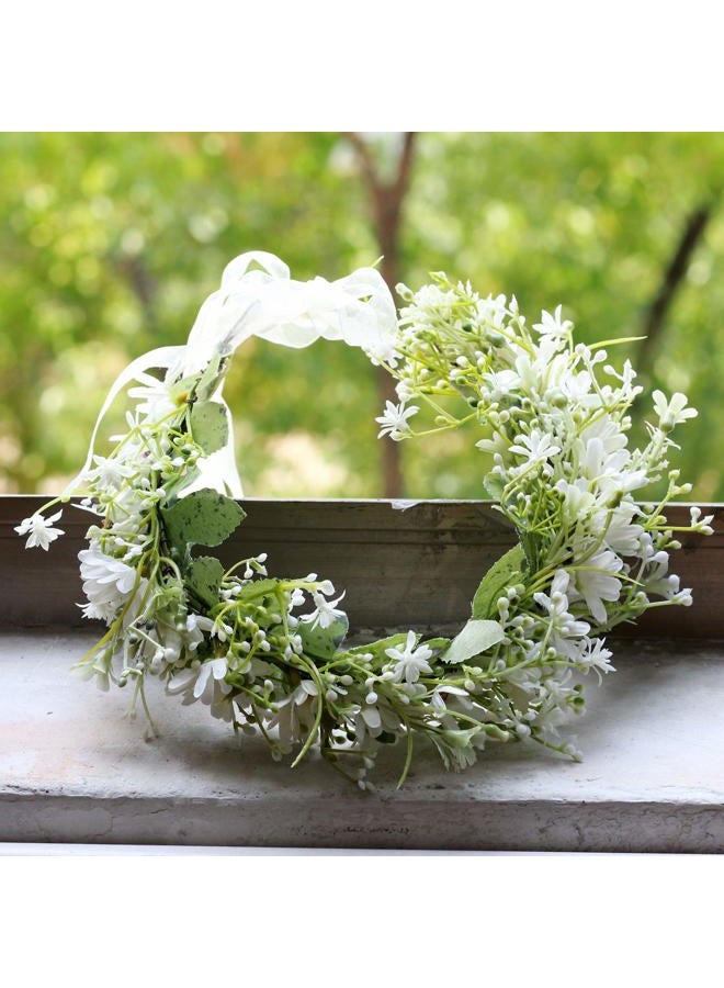 Vivivalue Daisy Flower Crown Floral Wreath Headband Hair Garland Flower Halo Headpiece with Ribbon Wedding Party Festival Photos White - Image 5