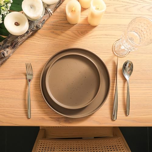 Stone Lain Coupe Dinnerware Set, Service For 4, Matte Brown - Image 3