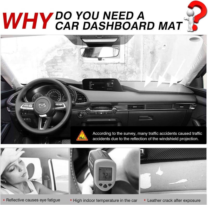 Autorder Dashboard Cover Mat for Mazda 3 2019-2024 Accessories Dash Cover Flannel Dash Mat Sunshade Glare UV Rays Protector (Without HUD) - Image 2