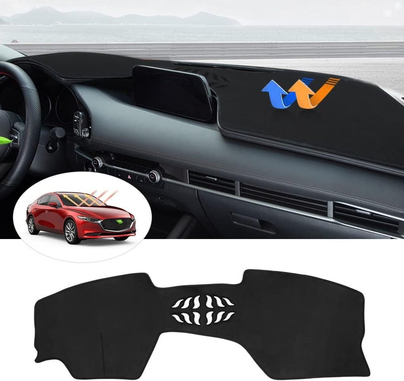 Autorder Dashboard Cover Mat for Mazda 3 2019-2024 Accessories Dash Cover Flannel Dash Mat Sunshade Glare UV Rays Protector (Without HUD) - Image 1