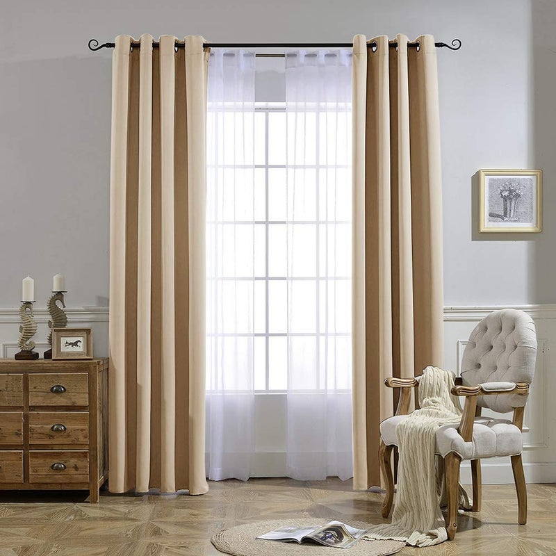 NICETOWN Biscotti Beige Blackout Curtains 84 inches Long for Bedroom - Thermal Insulated Solid Grommet Room Darkening Window Treatments Sound Reducing for Living Room (2 Panels, W52 x L84) - Image 2
