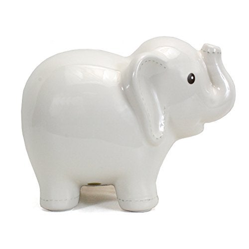 Child to Cherish Ceramic Stitched Elephant Piggy Bank, White - Image 2