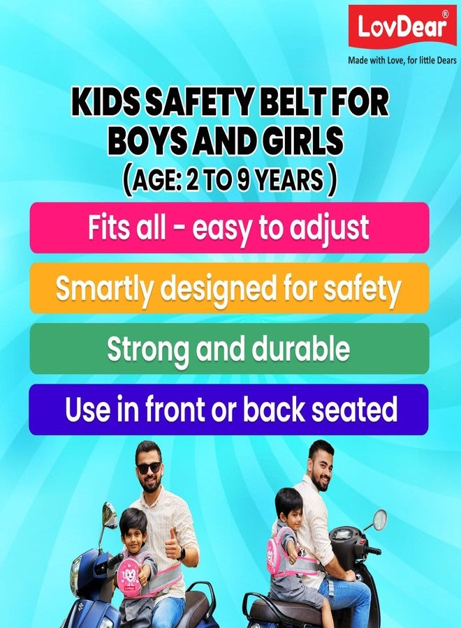 LovDear kids safety belt for two wheeler with storage bag - Adjustable safety belt for kids for bike scooty - Two wheeler safety belt for kids -bike belt for kids safety (2-9 years) Pink - Image 3